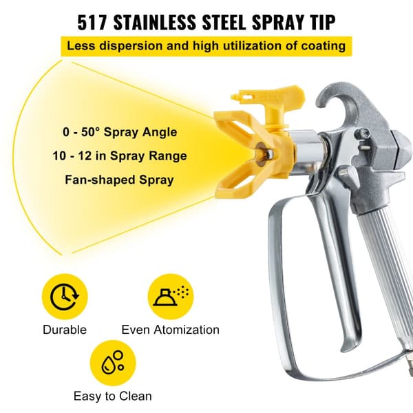 Airless färgsprayslang 50ft 1/4in svängled 3600psi med 517 spets och tillbehör