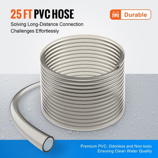 Akvariestøvsuger 25 fods PVC-slange, grussuger med sifon, 3 typer messingadaptere, effektiv rensning af grus og sand