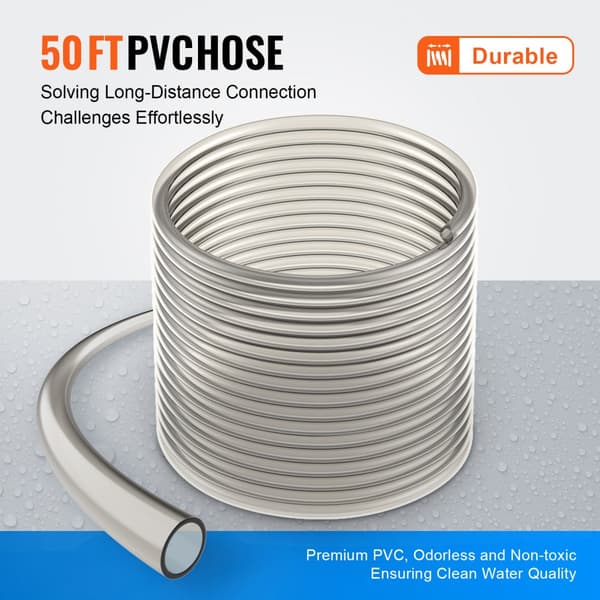 Akvariestøvsuger, 50 fod PVC-slange, sifonstøvsuger med 3 messingadaptere, effektiv grusrensning, nem at bruge