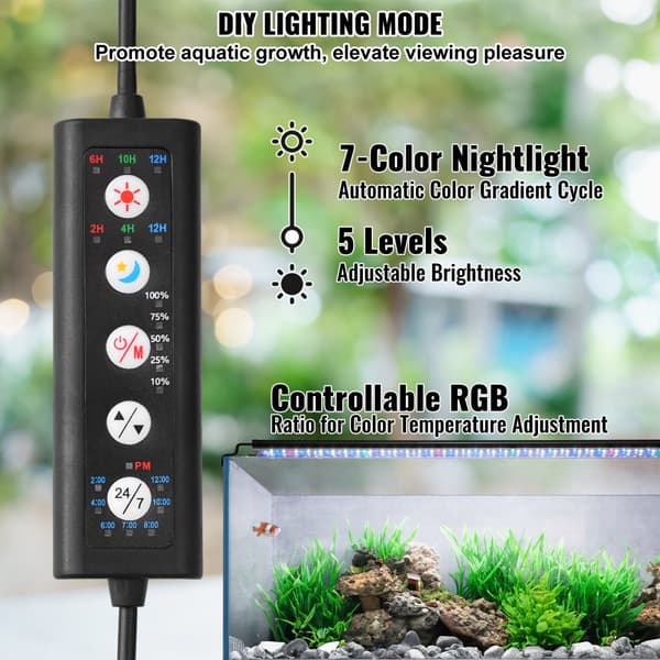 Akvaariovalo 14W Täyden Spektrin LED, 12"-18" Akvaarioille, Energiansäästö, Helppo Asentaa