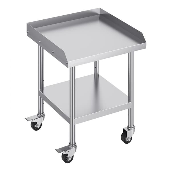 Rustfrit stål arbejdsbord 24"x24", kommercielt madlavningsbord med 4 hjul, holdbart design, let at flytte, perfekt til køkkenet