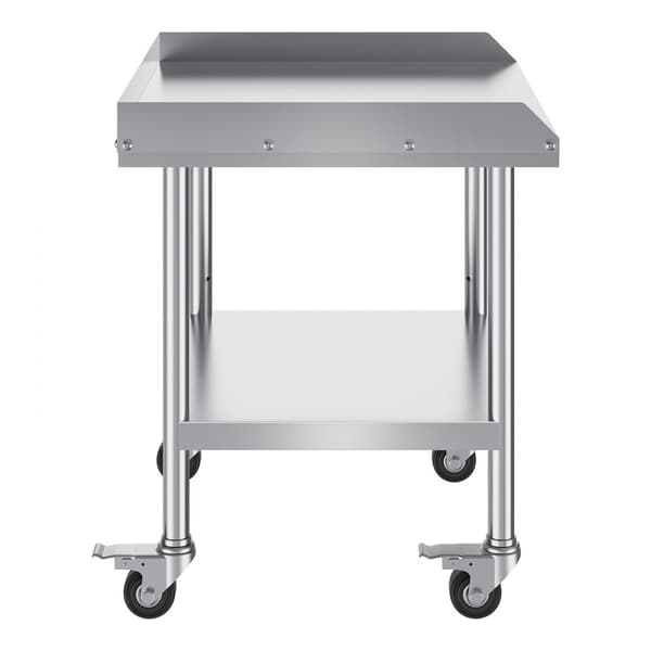 Arbetsbord i rostfritt stål 24"x28", kommersiellt matbord med 4 hjul, robust konstruktion, lätt att flytta