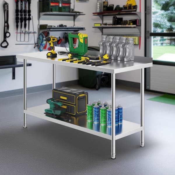 Arbejdsbord i rustfrit stål, kommercielt køkken, madlavningsbord 24"x60", holdbart og funktionelt design