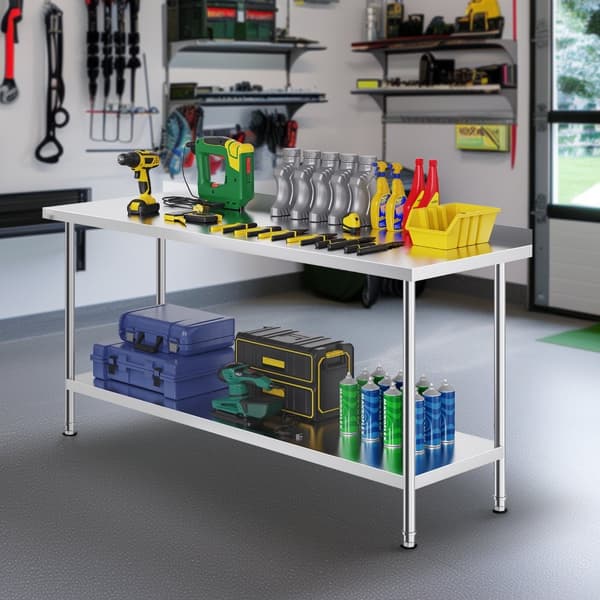 Arbejdsbord i rustfrit stål, kommercielt køkken, 24"x72", madlavning, holdbart design, let at rengøre