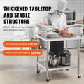 Miniatyrbillede 3 af 9: Rustfrit stål arbejdsbord 24x36 tommer, kommercielt forberedelsesbord med 4 hjul, robust design, mobil anvendelse