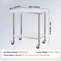 Miniatyrbillede 7 af 9: Rustfrit stål arbejdsbord 24x36 tommer, kommercielt forberedelsesbord med 4 hjul, robust design, mobil anvendelse
