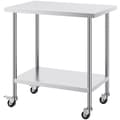 Miniatyrbillede 9 af 9: Rustfrit stål arbejdsbord 24x36 tommer, kommercielt forberedelsesbord med 4 hjul, robust design, mobil anvendelse