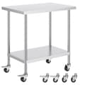 Miniatyrbillede 1 af 9: Rustfrit stål arbejdsbord 24x36 tommer, kommercielt forberedelsesbord med 4 hjul, robust design, mobil anvendelse
