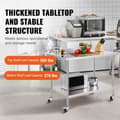 Miniatyrbillede 3 af 9: Rustfrit stål arbejdsbord, kommercielt forberedelsesbord 30x48 tommer med 4 hjul, holdbar, mobilenhed, køkkenudstyr