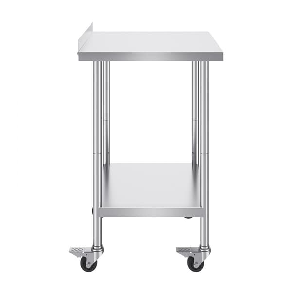 Rustfrit stål arbejdsbord, kommercielt madlavningsbord 24"x30", mobilt med hjul, holdbart design, ideelt til køkkener