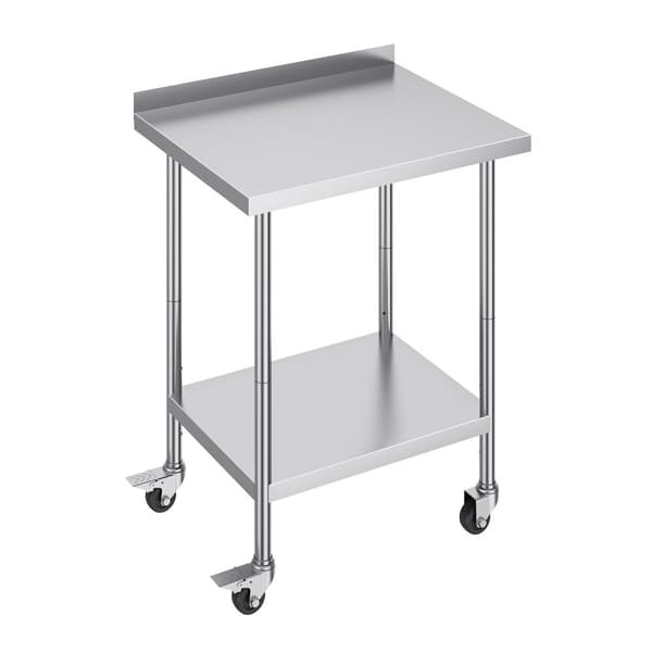 Rustfrit stål arbejdsbord, kommercielt madlavningsbord 24"x30", mobilt med hjul, holdbart design, ideelt til køkkener