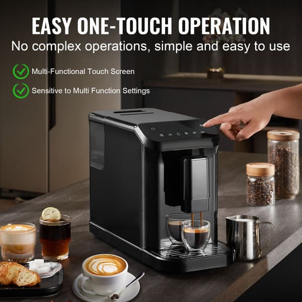 Automatisk espressomaskin 15 bar, inbyggd kvarn med 15 malnivåer, perfekt kaffebryggning