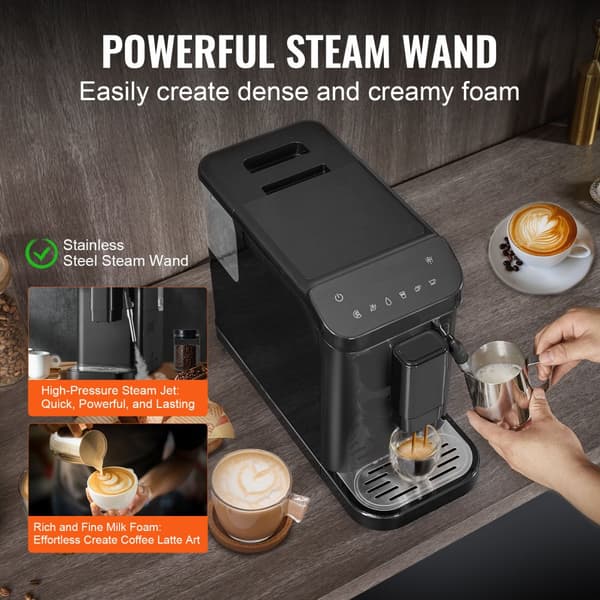 Automatisk Espressomaskin 20 Bar, Skummande Ångstav, 15 Slipnivåer, Kaffeupplevelse av Hög Kvalitet