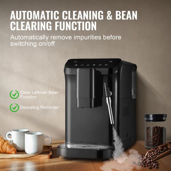 Automatisk Espressomaskin 20 Bar, Skummande Ångstav, 15 Slipnivåer, Kaffeupplevelse av Hög Kvalitet