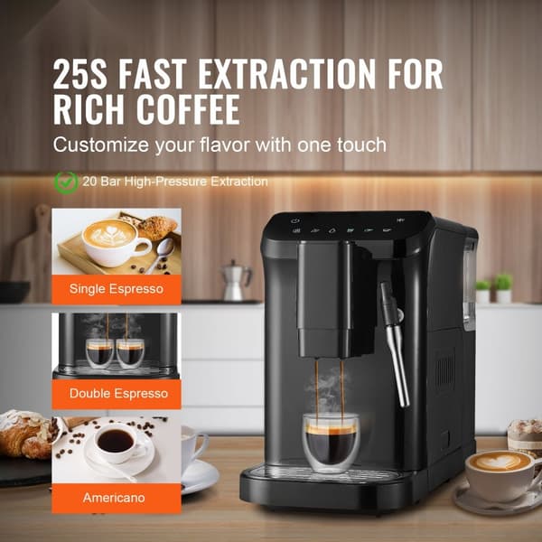 Automatisk Espressomaskin 20 Bar, Skummande Ångstav, 15 Slipnivåer, Kaffeupplevelse av Hög Kvalitet
