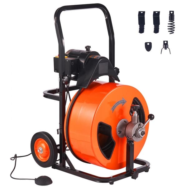 Avloppsrengöringsmaskin, Elektrisk Avloppsskruv 100 FT x 3/4 Tum, Automatisk Matning, Effektiv Rengöring