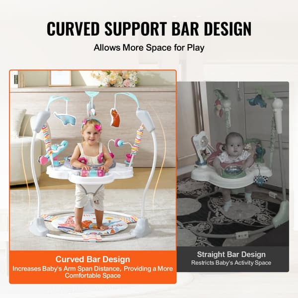 Babylegetøj Aktivitet Center, Bouncer, Jumperoo med Musik og Lys, Sjov Leg for Babyer