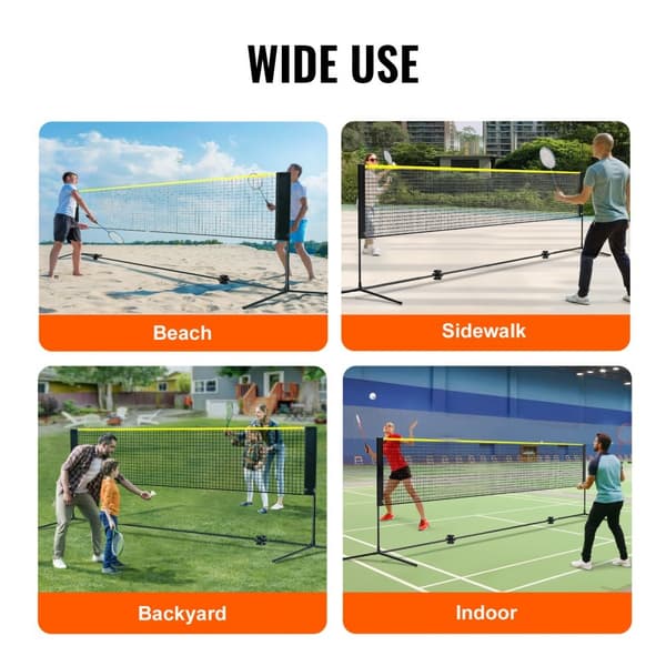 Badmintonnät med höjdjustering, 17 fot brett hopfällbart pickleballnät, portabelt tennisnätset med stavar, lättinstallera