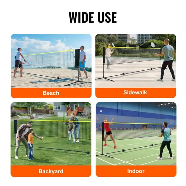 Badmintonnet & Justerbart Volleyballnet - 20' Sammenfoldeligt Pickleball & Tennisnetsæt