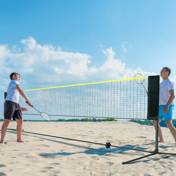 Badmintonnet & Justerbart Volleyballnet - 20' Sammenfoldeligt Pickleball & Tennisnetsæt