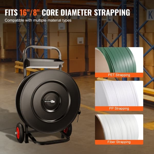 Bånddispenser vogn til PET/PP båndruller 16"/8" kerne, holdbar og effektiv løsning