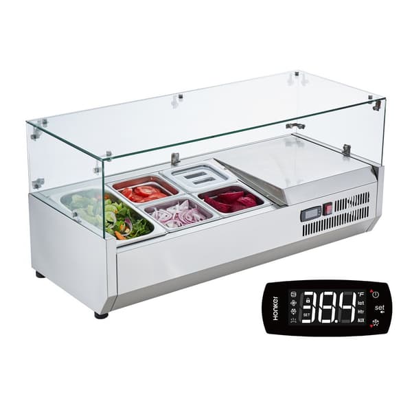 Bordplade Kølet Salat & Pizza Prep Station, 140 W, Glasbeskyttelse, CE-godkendt