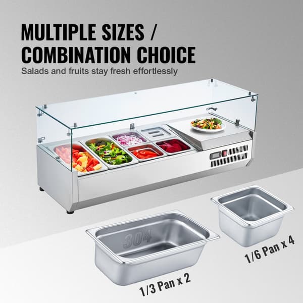 Bänkskiva för kylsallad, Pizza Prep Station 140 W, Glasväktare, CE-godkänd