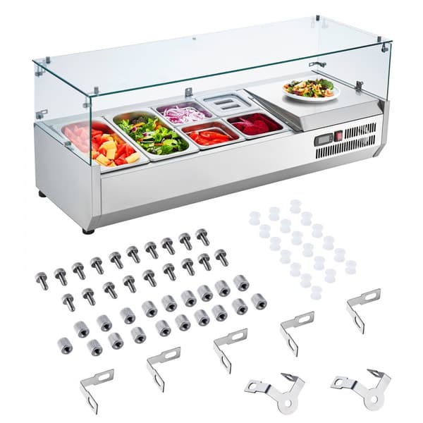 Bänkskiva för kylsallad, Pizza Prep Station 140 W, Glasväktare, CE-godkänd