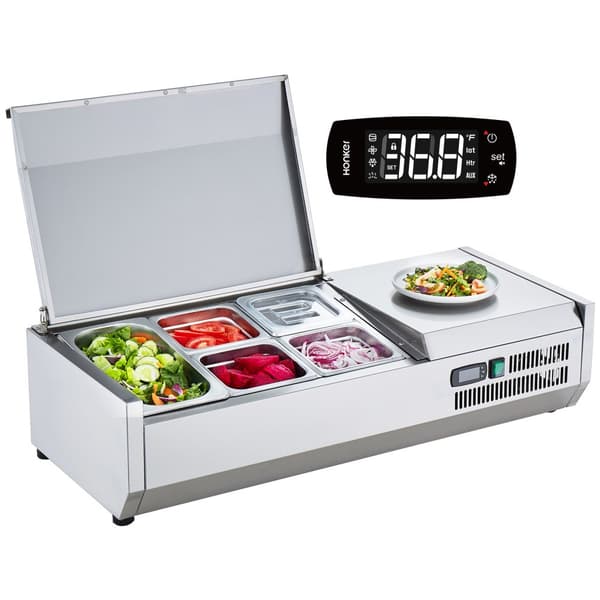 Bordplade Kølesalat Pizza Prep Station 140 W, Rustfrit Stål, CE-Godkendt, Effektiv Madforberedelse
