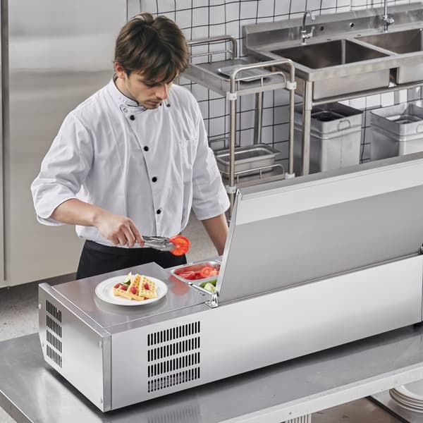 Bordplade Kølesalat Pizza Forberedelsesstation 140 W Rustfrit Stål, CE-certificeret