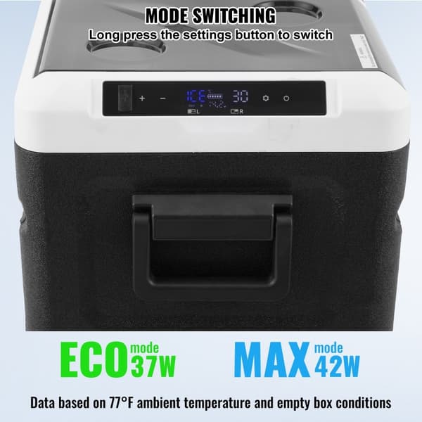 Bärbar bilkylskåp frys 36 L, dual zone, med istillverkningsfunktion, effektiv och kompakt