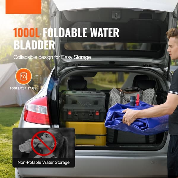 Bærbar vandopbevaringsblære 264 Gal, 1000D PVC, sammenklappelig vandtank, letvægt, holdbar, transportabel