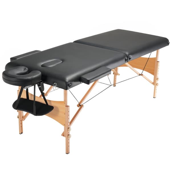 Bærbart massagebord 28" W, let sammenklappeligt design, 8-niveau højdejustering, salon tatoveringsseng med nakkestøtte, spabord