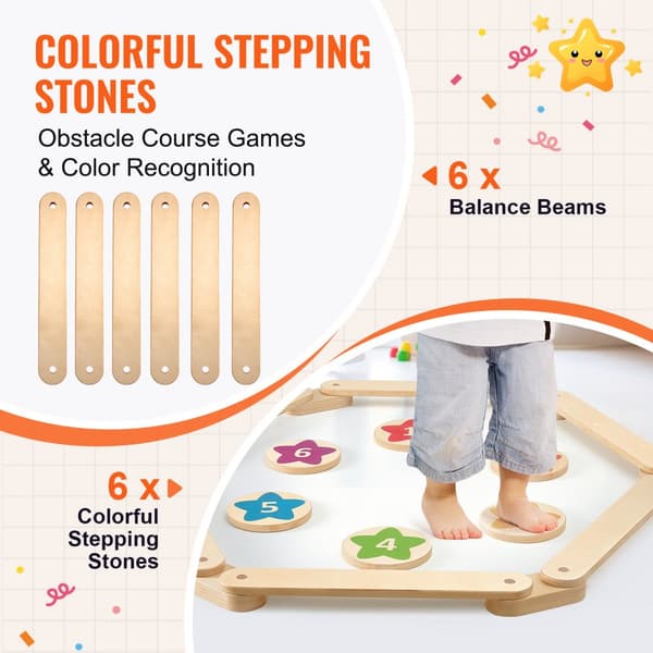 Barn Balansbalk Stepping Stones, Gymnastikbalansbräda för Barn, 6-pack, Stabilitet och Koordination