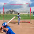 Miniatyrbild 8 av 9: Barrikadbackstopnät 12x9 ft, bärbar träningsutrustning med bärväska, skyddsnät för baseball, softball, lacrosse