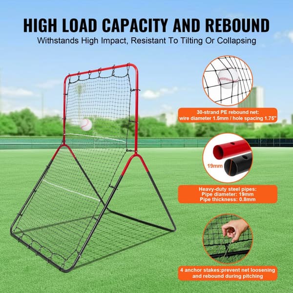 Baseball og Softball Rebounder Net 3x4,5 ft PitchBack 3-vejs træner, hold styr på dine kast, forbedr din præstation
