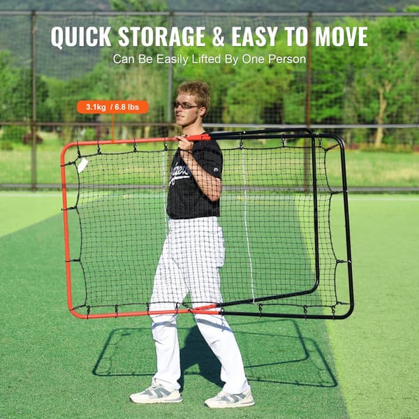 Baseball og Softball Rebounder Net 3x4,5 ft PitchBack 3-vejs træner, hold styr på dine kast, forbedr din præstation