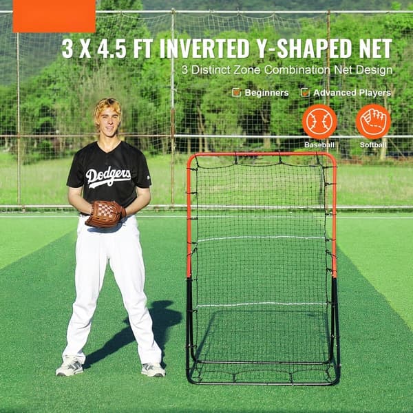Baseball og Softball Rebounder Net 3x4,5 ft PitchBack 3-vejs træner, hold styr på dine kast, forbedr din præstation