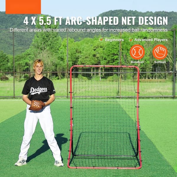 Baseball og Softball Rebounder Net 4x5,5 ft PitchBack, 360° Felttræning, Effektiv Rebound, Forbedr Dit Spil