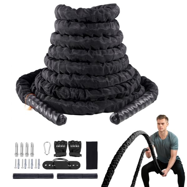 Battle Rope 1,5" 30Ft, træningsrejse til styrketræning, fitnessøvelse, holdbar kvalitet, effektiv cardio