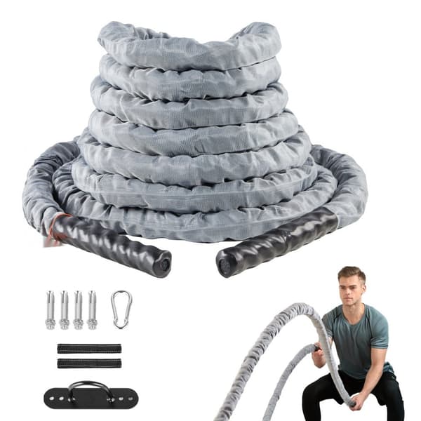 Battle Rope 1,5" 30Ft, Träningsrep för Gym, Styrketräning, Fitnessutrustning, Högkvalitativ Ropeslänkar för Effektiv Träning