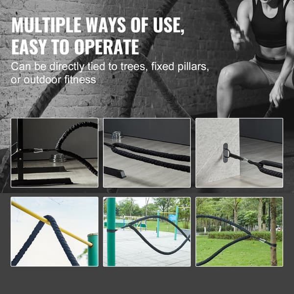 "Battle Rope 1,5" 12m Gym Träning, Styrketräning, Fitness Rep, Hög Kvalitet, Effektiv Träning"