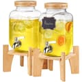 Miniatyrbild 1 av 9: Dryckesdispenser 1 gallon, Glas Juice Dispenser med stativ, Rostfri Stålkran, Perfekt för Fester, Is Te Lemonad Juice Vatten
