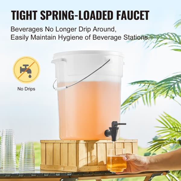 Drikkevaredispenser 5 gallon, automatisk drikkevarer til fester, plastjuice-dispenser med tap og låg, iste, limonade, juice, vanddispenser