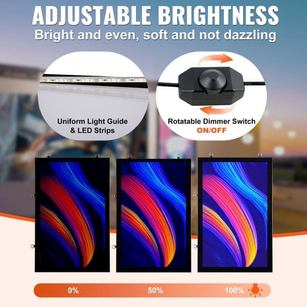 Billedramme LED lyskasse 962x632 mm, Plakatramme til filmplakater, Sort, Lysende display