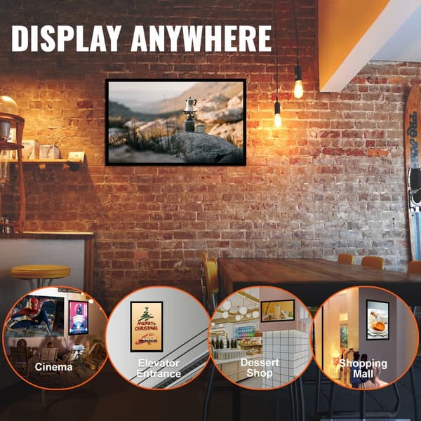 Billedramme LED lyskasse 962x632 mm, Plakatramme til filmplakater, Sort, Lysende display