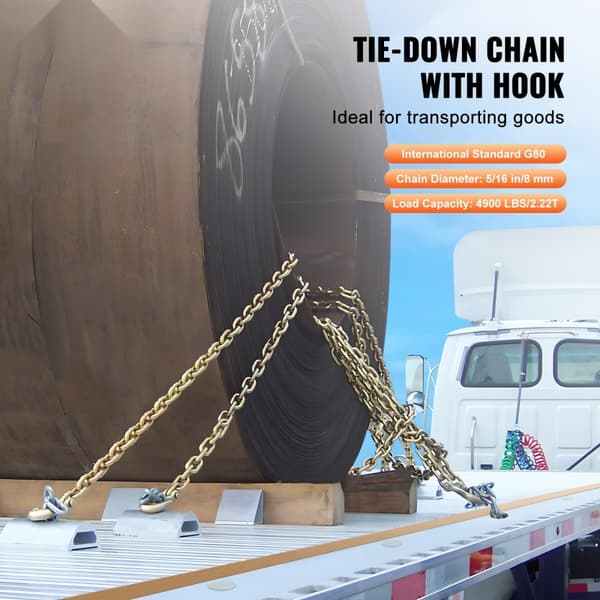 Binder Chain G80 Tie Down, trækkæde med to kroge, 5/16" x 10,3", 4900 lbs, holdbar og sikker fastening