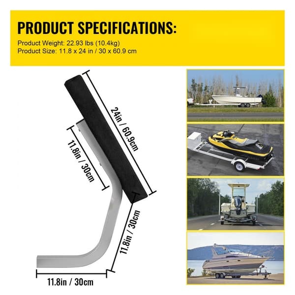Bådtrailer Guide On, 24", Et Par Trailer Ponton Bunk Board Guide-ons, Stål Trailer Guider, Komplet Monteringsudstyr Inkluderet
