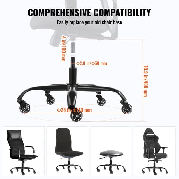 Kontorstol Base Erstatning 28" Drejelig Stol Base 2500 lbs 4" Høj Kvalitet, Holdbar Design