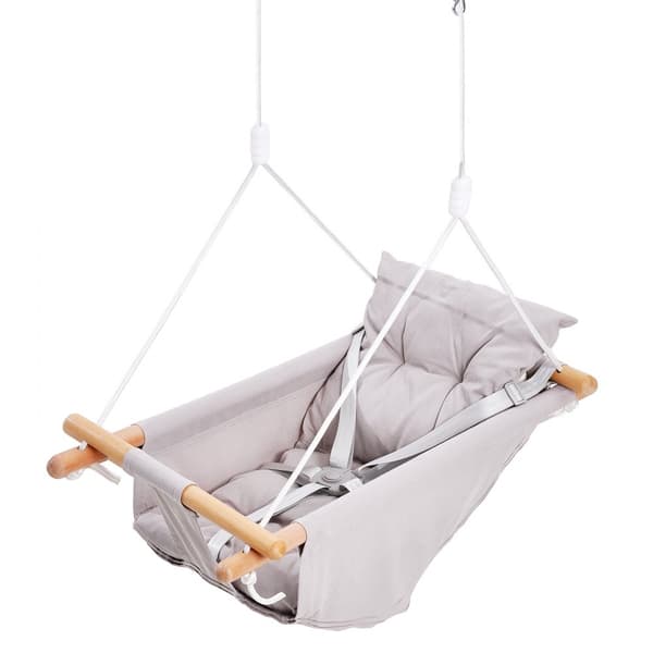 Canvas hængekøjegynge 3 funktioner, Babygynge med 5-punktssele, Indendørs og udendørs brug